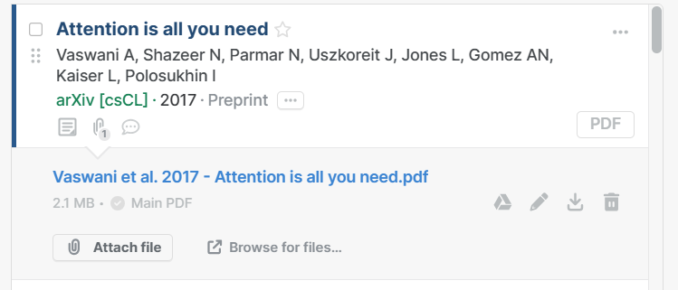 Paperpileに文献情報が登録され、1,2分待つとGoogle Driveから開けるようになるので開く